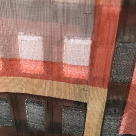 3/$15 Sparkly Salmon Pink Orange Rectangles Abstract Oblong Scarf Excellent - Picture 6 of 6